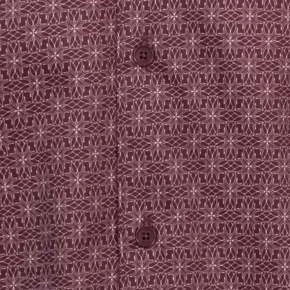 TED BAKER Pavia Star Geo Print Herren Langarm Hemd 272176-MAROON