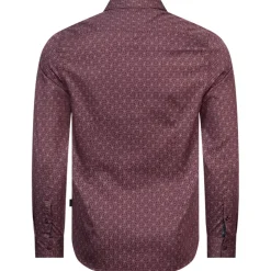 TED BAKER Pavia Star Geo Print Herren Langarm Hemd 272176-MAROON