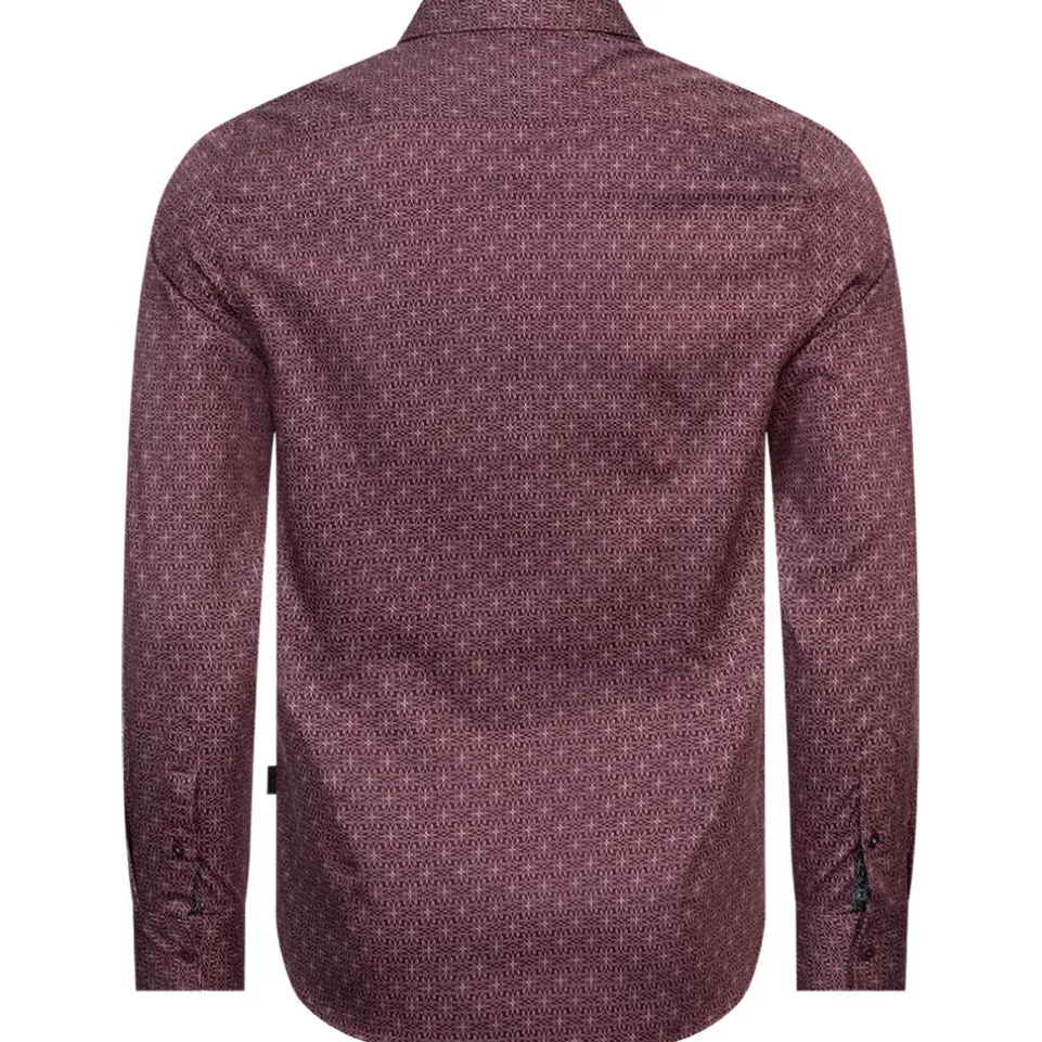 TED BAKER Pavia Star Geo Print Herren Langarm Hemd 272176-MAROON