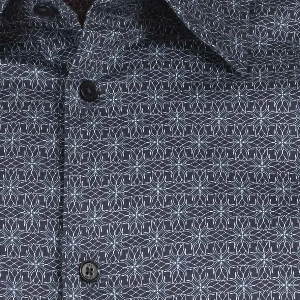 TED BAKER Pavia Star Geo Print Herren Langarm Hemd 272176-NAVY