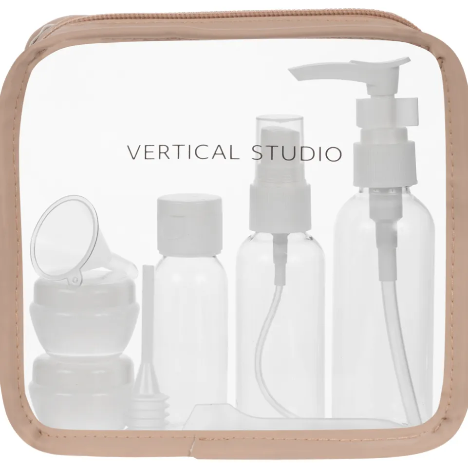 VERTICAL STUDIO "Terråk" Kosmetiktasche mit Reiseflaschen beige