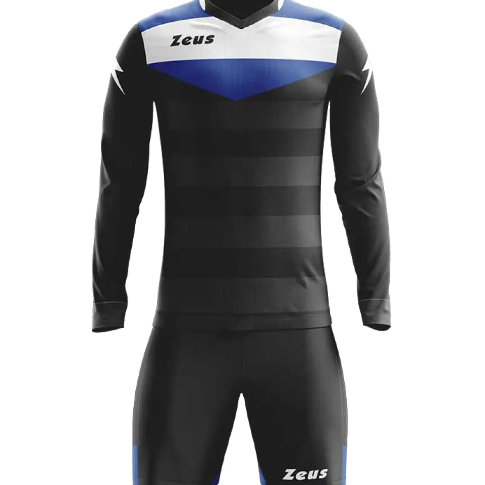 Zeus Argo Torwart Set Langarm Trikot mit Shorts Schwarz Royal