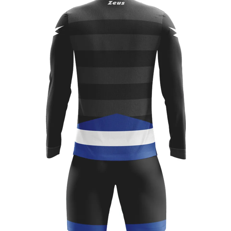 Zeus Argo Torwart Set Langarm Trikot mit Shorts Schwarz Royal