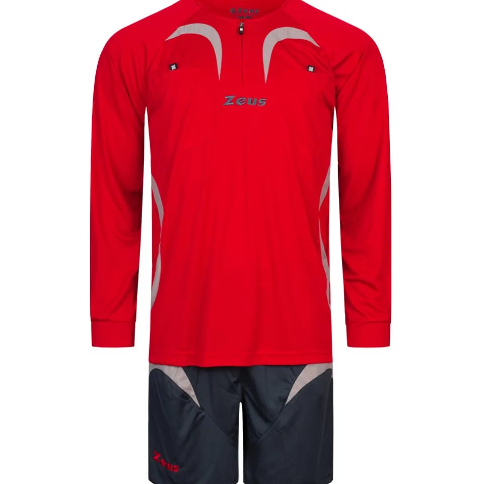 Zeus Herren Schiedsrichter Set Trikot mit Shorts Rot