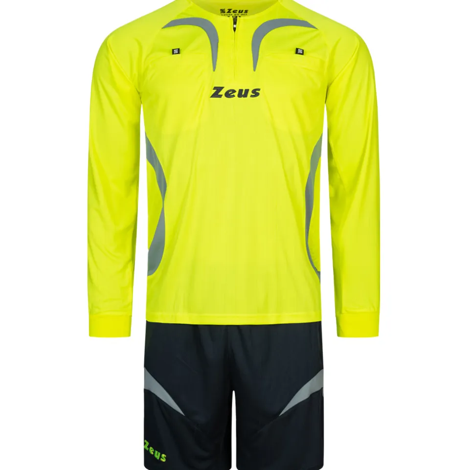 Zeus Herren Schiedsrichter Set Trikot mit Shorts Neon Gelb