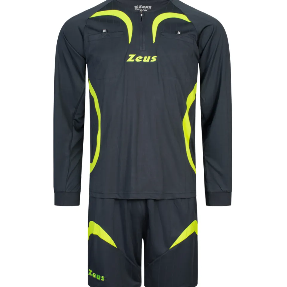 Zeus Herren Schiedsrichter Set Trikot mit Shorts Grau