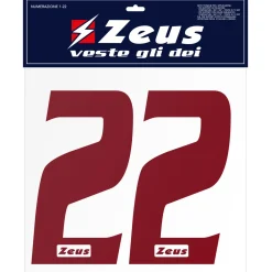 Zeus Nummern-Set 1-22 zum Aufbügeln 25cm Senior dunkelrot