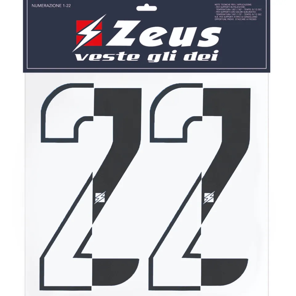 Zeus Nummern-Set 1-22 zum Aufbügeln 10cm halb schwarz