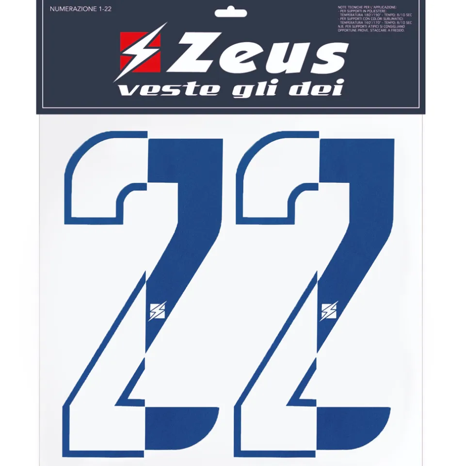 Zeus Nummern-Set 1-22 zum Aufbügeln 10cm halb royal