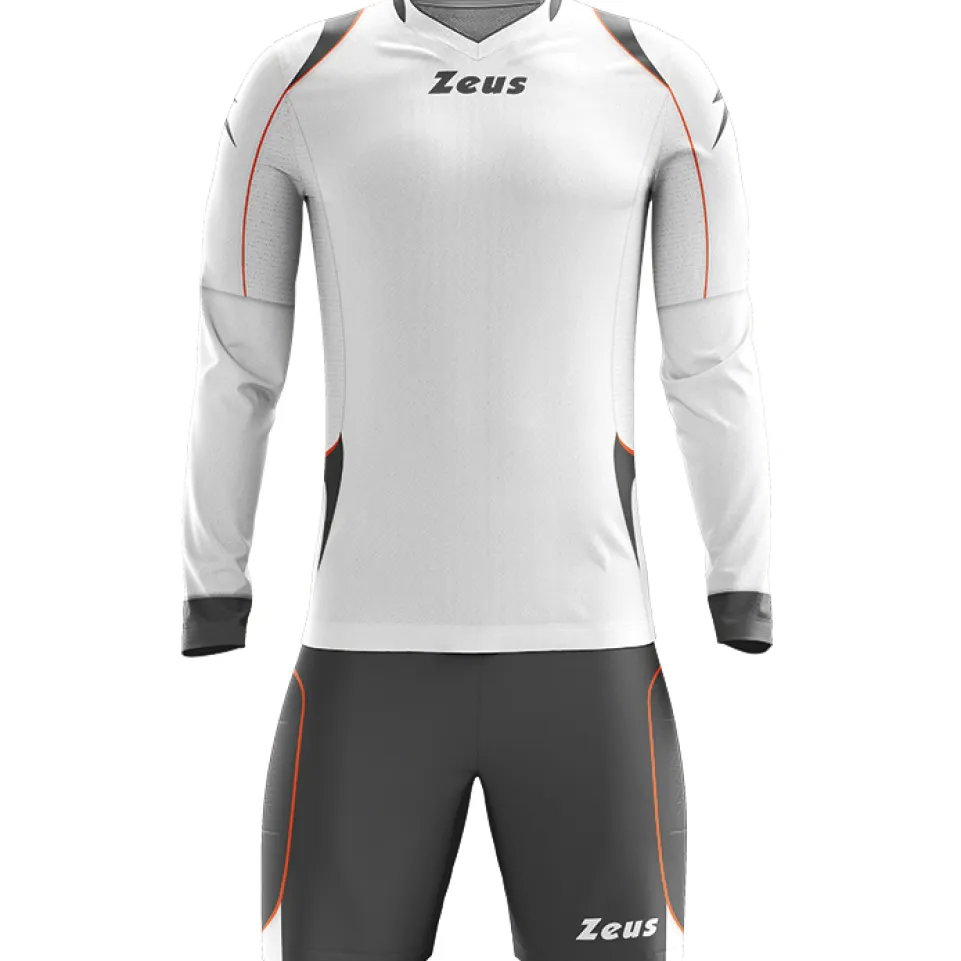 Zeus Paros Torwart Set Langarm Trikot mit Shorts Weiß Grau