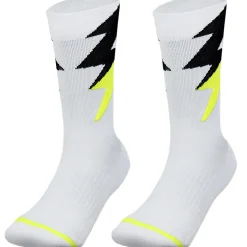 Zeus Thunder lange Spezial Trainingssocken weiß neongelb