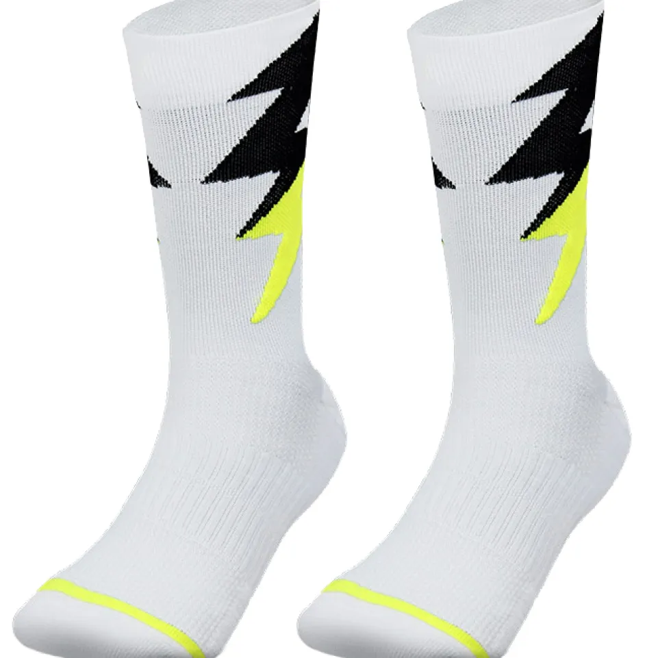 Zeus Thunder lange Spezial Trainingssocken weiß neongelb
